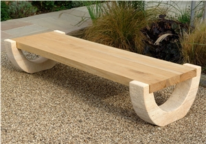 Scenery Snadstone Long Patio Benches for Garden Decoration Outside,Exterior Street Furniture