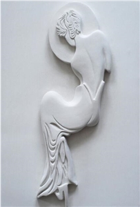 White Marble 3d Wall Relief Hand Engravings Ideas, Relievos