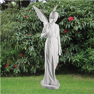 White Marble Hand Carving Human Angel Sculptures Western Style for Garden
