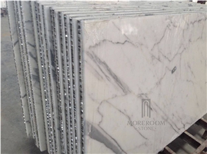 Big Size Aluminium Honeycomb Calacatta White Laminated Marble