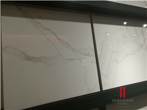 Calacatta White Marble Look Glazed Polished Porcelain Tile Flooring