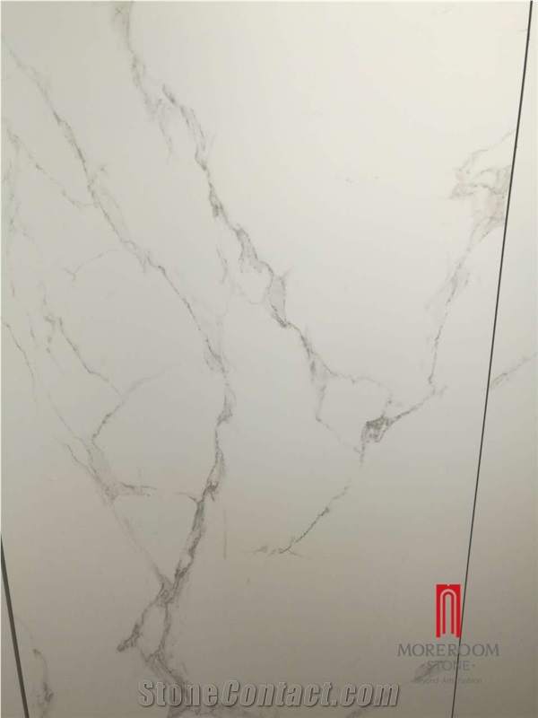 Calacatta White Marble Look Glazed Polished Porcelain Tile Flooring