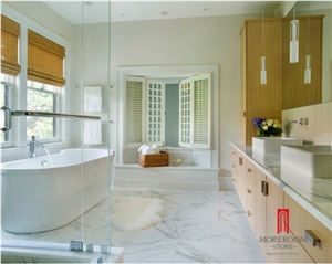 Calacatta White Marble Look Glazed Polished Porcelain Tile Flooring