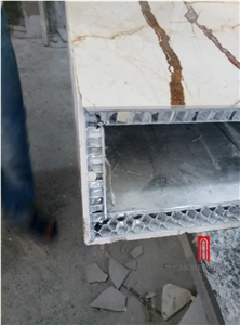 Golden Sofitel Marble with Alumnium Honeycomb Panel Backing Marble Table Tops