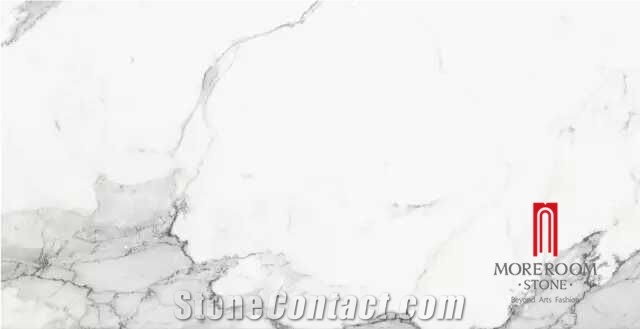Ink-Jet and Glazed Carrara White Marble Polished Tile on Floor and Wall