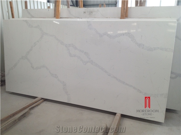 Marble Look Calacatta Quartz Stone Slabs & Tiles, Solid Surface Quartz Stone