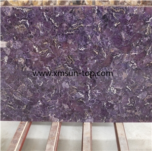 Amethyst Semiprecious Slabs, Lilac Grystal Semi-Precious Stone Tiles, Purple Crystal Stone Panels, Semi Precious Stone Slab, Violet Crystal Gemstone Slab, Luxury Material, Interior Decoration