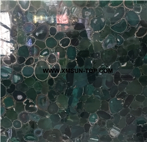 Azure Green Agate Semiprecious Stone Slab/Luxury Dark Green Semi-Precious Stone/Semi Precious Stone Slab for Wall Cladding&Flooring/Semi-Precious Stone Panel/Interior Decoration
