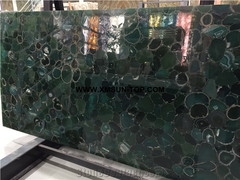 Azure Green Agate Semiprecious Stone Slab/Luxury Dark Green Semi-Precious Stone/Semi Precious Stone Slab for Wall Cladding&Flooring/Semi-Precious Stone Panel/Interior Decoration