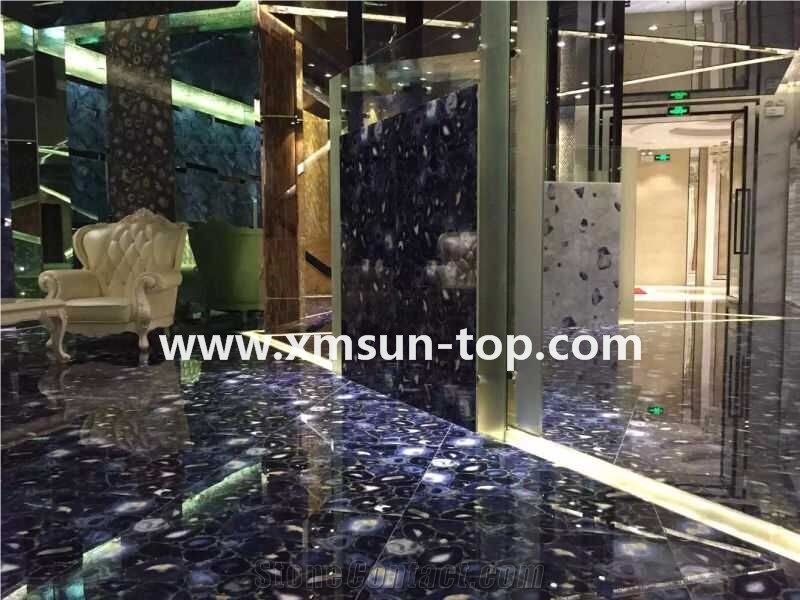 Black Agate Semiprecious Stone Floor Covering&Wall Covering /Semi-Precious Stone Interior Flooring/Colorful Agate Stone Wall Tiles&FloorTiles/ Mixed Semi Precious Stone Panels/Interior Decoration