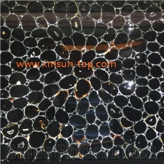 Black Agate Stone Slabs, Luxury Black Semiprecious Stone Slab&Tile, Decoration Semi Precious Wall & Floor Covering, Black Agate Gemstone, Agate Precious Stone Slabs&Customized, Brown Gemstone Tiles
