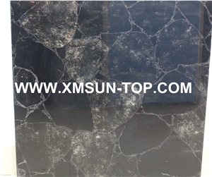 Black Semiprecious Stone Slab&Tile&Customized/Luxury Semi-Precious Stone/Semi Precious Stone Slab for Wall Cladding&Flooring/Semi-Precious Stone Panel/Interior Decoration