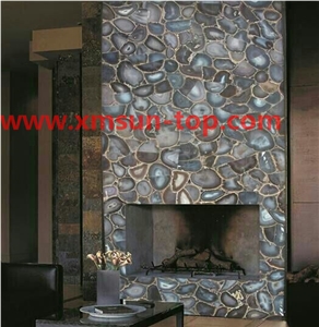 Brazil Agate Semiprecious Stone Tiles&Slabs, Grey Agate Gemstone Walling Tile, Semi Precious Stone Slabs for Wall&Flooring, Precious Stone Fireplace Wall Panels, Decoration Stone Slabs