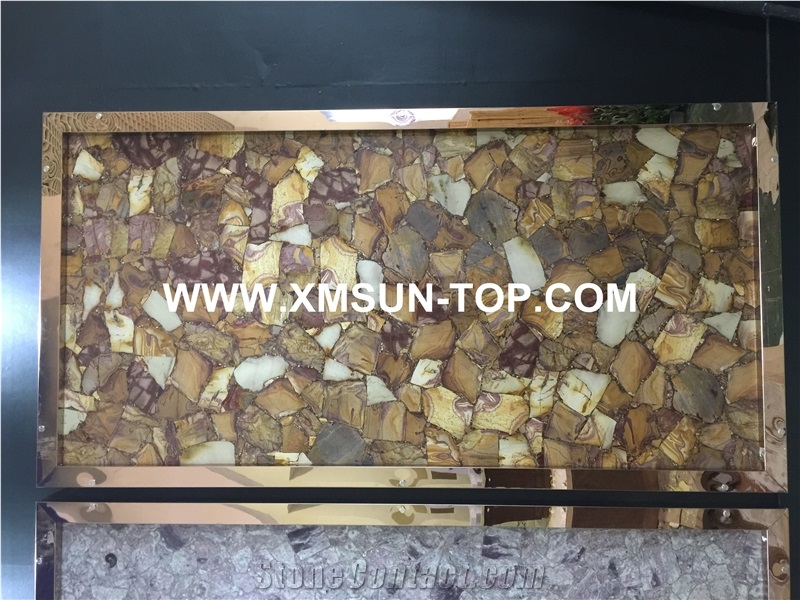 Bronw Semiprecious Stone Big Slabs/Luxury Semi-Precious Stone Slab&Tile&Customized/Semi Precious Stone Slab for Wall Cladding&Flooring/Semi-Precious Stone Panel/Interior Decoration