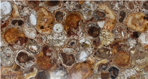 Brown Petrified Wood Semiprecious Stone Slabs&Tiles, Brown Precious Stone Panels, Semi Precious Stone Slab, Fossilized Wood Brown Gemstone Slab for Table Tops,Work Desk, Fireplace, Interior Decoration