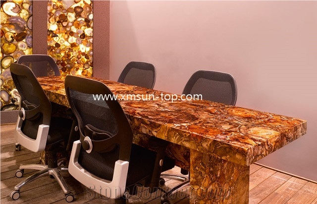 Brown Petrified Wood Semiprecious Stone Slabs&Tiles, Brown Precious Stone Panels, Semi Precious Stone Slab, Fossilized Wood Brown Gemstone Slab for Table Tops,Work Desk, Fireplace, Interior Decoration