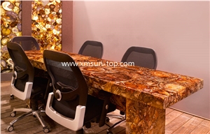 Brown Petrified Wood Semiprecious Stone Slabs&Tiles, Brown Precious Stone Panels, Semi Precious Stone Slab, Fossilized Wood Brown Gemstone Slab for Table Tops,Work Desk, Fireplace, Interior Decoration