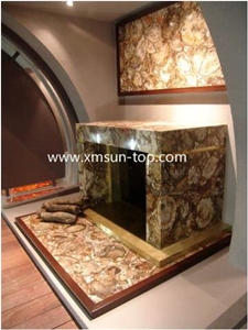 Brown Petrified Wood Semiprecious Stone Slabs&Tiles, Brown Precious Stone Panels, Semi Precious Stone Slab, Fossilized Wood Brown Gemstone Slab for Table Tops,Work Desk, Fireplace, Interior Decoration