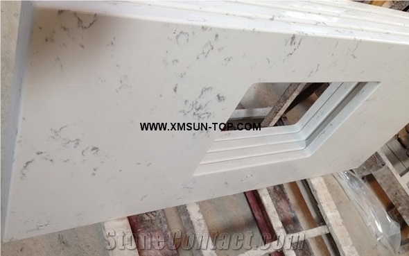 Carrara White Artificial Quartz Stone Vanity Top /Engineered Stone Bathroom Top /White Bath Top /China Manmade&Artificial Stone Vanity Top/Interior Decoration/White Countertop