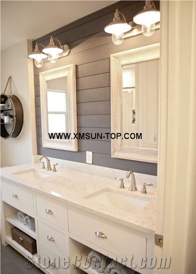 Carrara White Artificial Quartz Stone Vanity Top /Engineered Stone Bathroom Top /White Bath Top /China Manmade&Artificial Stone Vanity Top/Interior Decoration/White Countertop