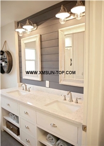 Carrara White Artificial Quartz Stone Vanity Top /Engineered Stone Bathroom Top /White Bath Top /China Manmade&Artificial Stone Vanity Top/Interior Decoration/White Countertop