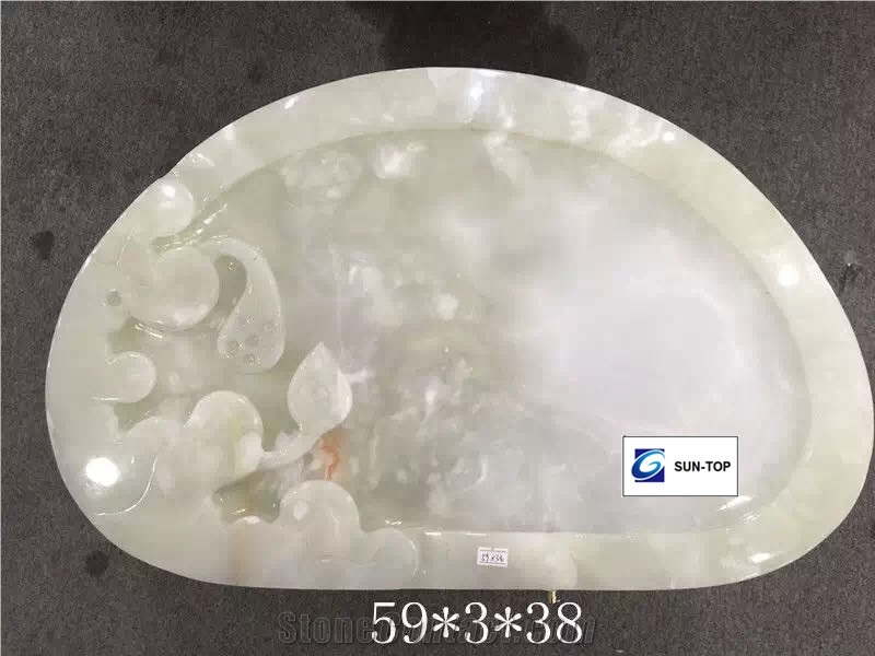 China White Onyx Tea Trays, Handcrafts Onyx Tray, Carved Tea Tray, Elegant White Onyx Tea Sets, White Onyx Stone Panels, Onyx Coaster, White Onyx Stone Artworks