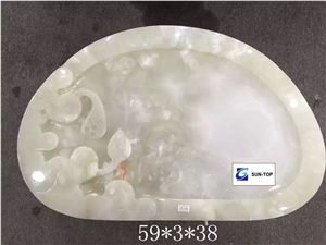 China White Onyx Tea Trays, Handcrafts Onyx Tray, Carved Tea Tray, Elegant White Onyx Tea Sets, White Onyx Stone Panels, Onyx Coaster, White Onyx Stone Artworks