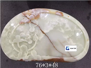 China White Onyx Tea Trays, Handcrafts Onyx Tray, Carved Tea Tray, Elegant White Onyx Tea Sets, White Onyx Stone Panels, Onyx Coaster, White Onyx Stone Artworks