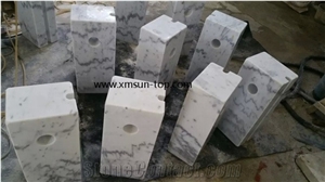 Chinese Carrara White Parking Stones, Guangxi White Marble Car Stop Stones, China White Marble Parking Curbs& Barriers, Marble Car Parking Stone, Landscaping Natural Stone, Garden Stone