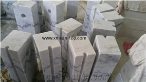 Chinese Carrara White Parking Stones, Guangxi White Marble Car Stop Stones, China White Marble Parking Curbs& Barriers, Marble Car Parking Stone, Landscaping Natural Stone, Garden Stone