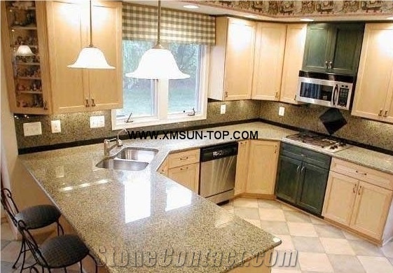 Chinese G682 Countertop/Golden Granite Kitchten Countertop/Sunset Gold Countertop/G682 Island Countertop/Rust Yellow Kitchen Bar Top
