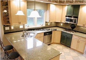 Chinese G682 Countertop/Golden Granite Kitchten Countertop/Sunset Gold Countertop/G682 Island Countertop/Rust Yellow Kitchen Bar Top