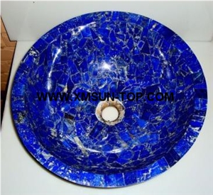 Dark Blue Semiprecious Stone Sinks&Basins/Blue Semiprecious Stone Kitchen Sinks/Blue Semiprecious Stone Bathroom Sinks/Round Sinks&Basins/Wash Basins