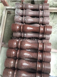 Dark Red Granite Balustrades/Dragon Red Granite Baluster/New Pallava Red Granite Handrail/Natural Stone Railings/Granite Building Stone/Exterior&Interior Decoration/Granite Railing