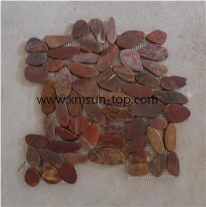 Dark Red Pebble Mosaic with Double Surface Cutted/Natural River Stone Mosaic Wall Tile/Split Face Pebble Floor Tiles/Pebble Mosaic in Mesh/Pebble Mosaic for Bathroom&Kitchen/Interior Decoration Dark Red Pebble Mosaic with Double Surface Cutted/Natural River Stone Mosaic Wall Tile/Split Face Pebble Floor Tiles/Pebble Mosaic in Mesh/Pebble Mosaic for Bathroom&Kitchen/Interior Decoration