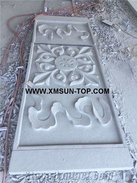 G603 Flower Patterns Reliefs&Relieve/Bacuo White Granite Wall Reliefs/Sesame White Granite Relievos/Light Grey Granite Etchings/China Cristall Engraving Ideas/Relief Design/Relief Carving/Engravings