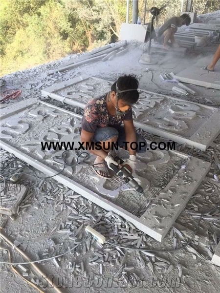 G603 Flower Patterns Reliefs&Relieve/Bacuo White Granite Wall Reliefs/Sesame White Granite Relievos/Light Grey Granite Etchings/China Cristall Engraving Ideas/Relief Design/Relief Carving/Engravings