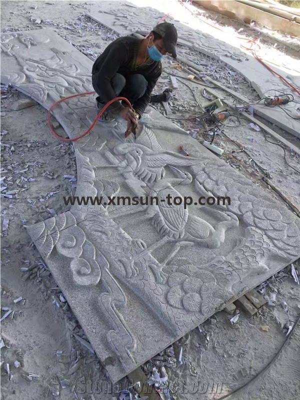 G617 Granite Sculptures & Chinese Pink Granite Sculptured Relief & Etching & Engraving Wall Relif 