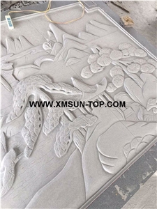 G633 Scenery Patterns Reliefs&Relieve/Bally White Granite Wall Reliefs/Bianco Pepperio Granite Relievos/ Granite Etchings/Barrie Grey Granite Engraving Ideas/Relief Design/Relief Carving/Engravings