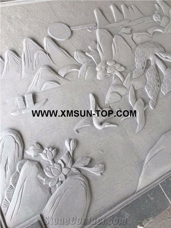G633 Scenery Patterns Reliefs&Relieve/Bally White Granite Wall Reliefs/Bianco Pepperio Granite Relievos/ Granite Etchings/Barrie Grey Granite Engraving Ideas/Relief Design/Relief Carving/Engravings