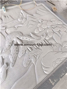 G633 Wall Relief &Etching&Chinese Grey Granite Handcarved Relief&Engraving Relief Design