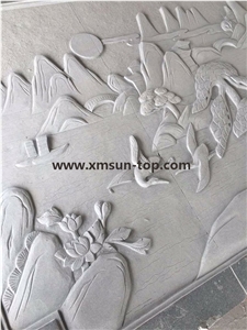 G633 Wall Relief &Etching&Chinese Grey Granite Handcarved Relief&Engraving Relief Design