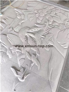 G633 Wall Relief &Etching&Chinese Grey Granite Handcarved Relief&Engraving Relief Design