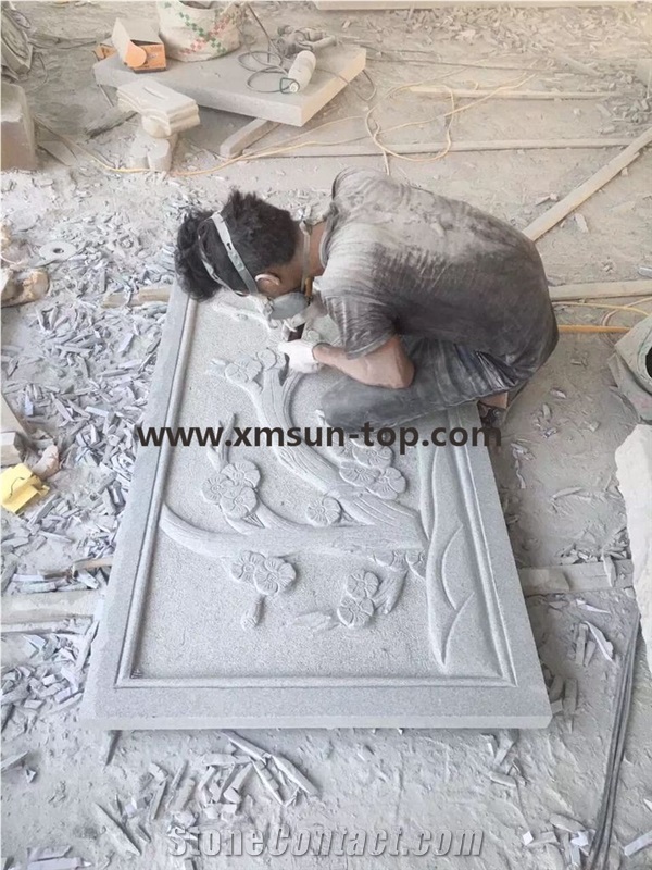 G633 Wall Relief &Etching&Chinese Grey Granite Handcarved Relief&Engraving Relief Design