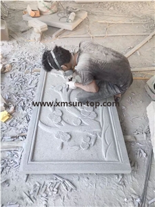 G633 Wall Relief &Etching&Chinese Grey Granite Handcarved Relief&Engraving Relief Design