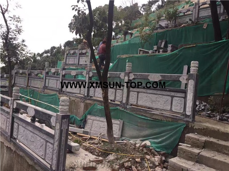 G654 Granite Monumental Relief Carving Balustrades/Sesame Black Granite Monumental Border/Graveyard Engravings Products/Monumental Engravings Products