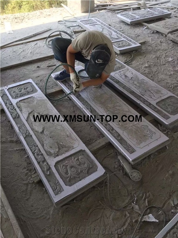 G654 Granite Monumental Relief Carving Balustrades/Sesame Black Granite Monumental Border/Graveyard Engravings Products/Monumental Engravings Products