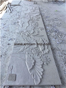 G681 Granite Relief & Wall Flower Relief & Man Made Engravings Relief Design
