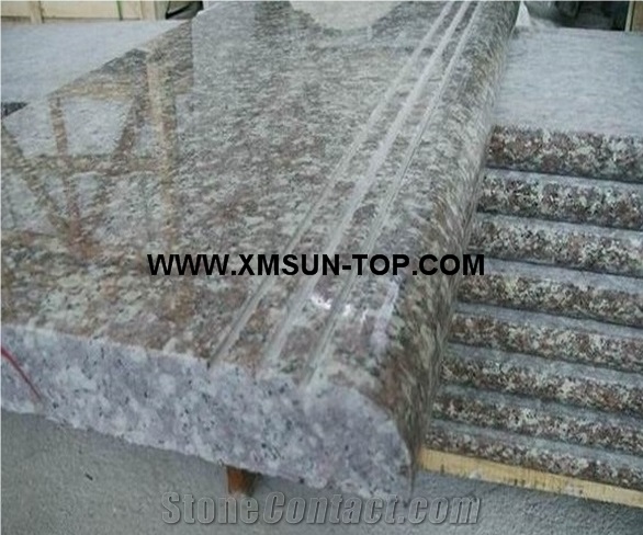 G687 Granite Steps&Stairs/Peach Red Granite Stair Treads/Peach Blossom Red Gutian Granite Staircase/Taohua Hong Granite Stair Riser