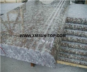 G687 Granite Steps&Stairs/Peach Red Granite Stair Treads/Peach Blossom Red Gutian Granite Staircase/Taohua Hong Granite Stair Riser
